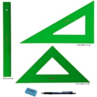 Los mejores  - PACK LOTE Faber Castell Técnico - Regla 813-30 Cms + Escuadra 566-32 Cms + Cartabón 666-32 Cms + REGALO